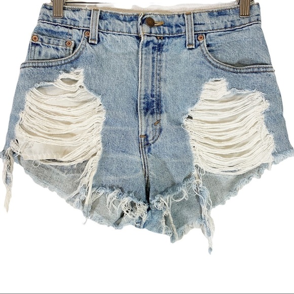 Vintage Levi's Furst Of A Kind High Waist Cut Off Denim Jean Shorts - Picture 1 of 4